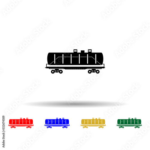 Railway carriage of gas transportation multi color icon. Simple thin line, outline vector of transport by train icons for ui and ux, website or mobile application