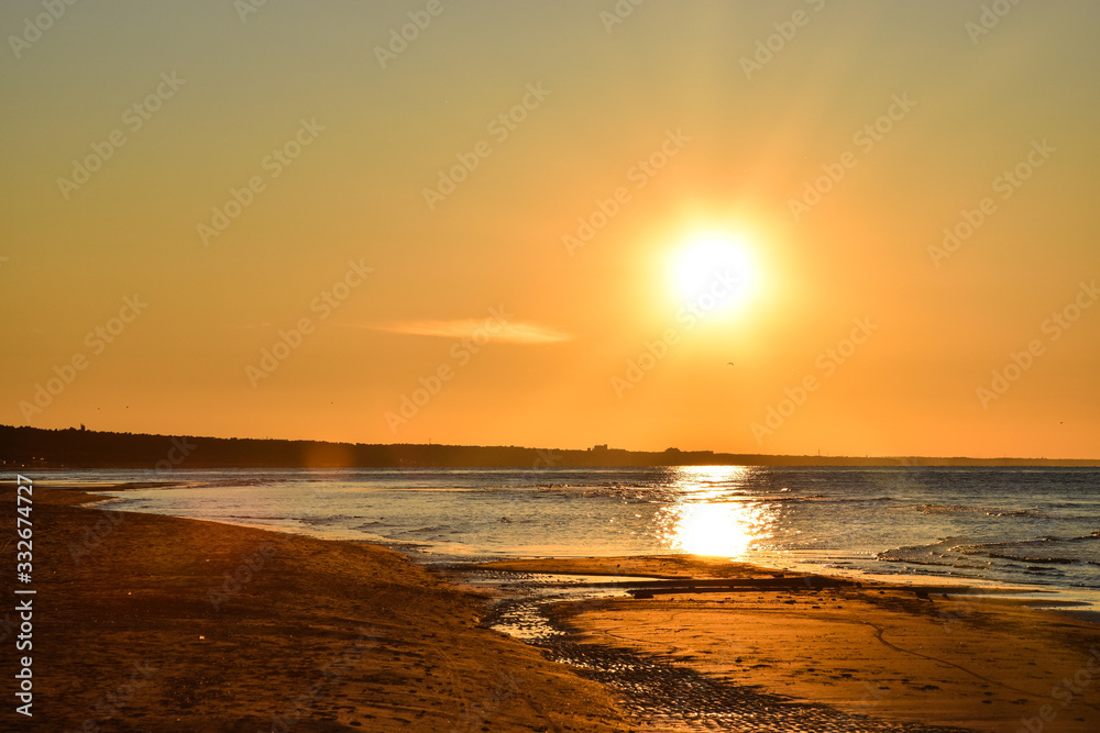 Gold tone sunset at the Baltic Sea