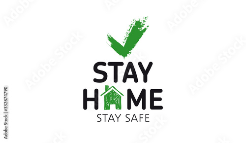 Stay home stay safe doodle illustration. Quarantine. Pandemic coronavirus. 