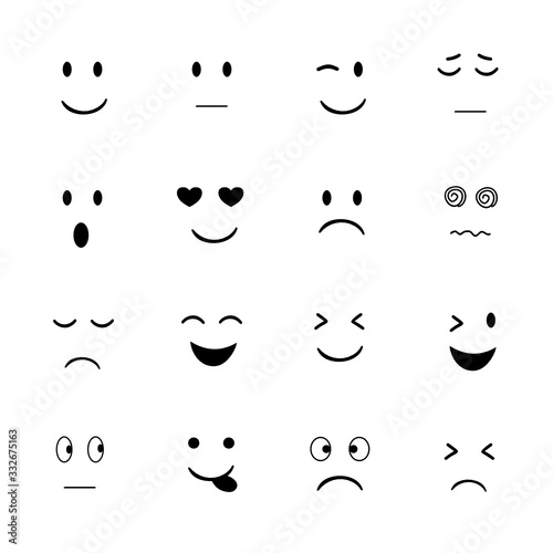 Set of Emoji vector illustration on white background.	