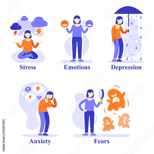 Woman with mental problems, psychological situations, psychology help, emotional development