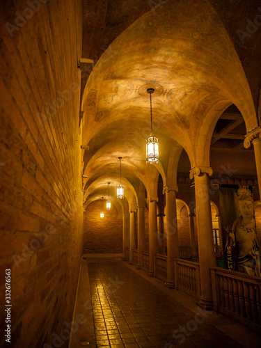Arched Hallway with Warm Light