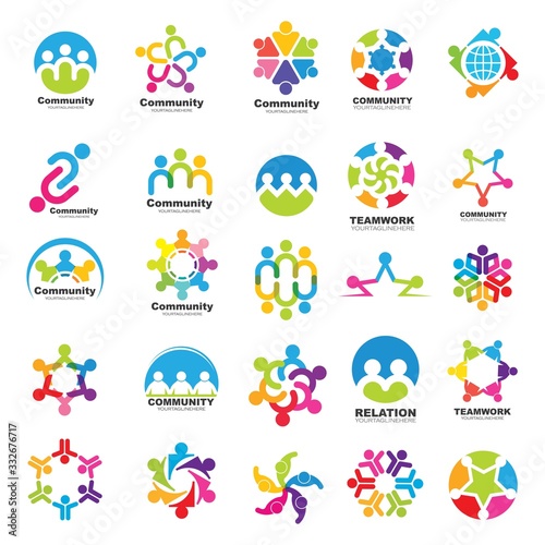 25 set icon and logo of Community, network and social  design vector