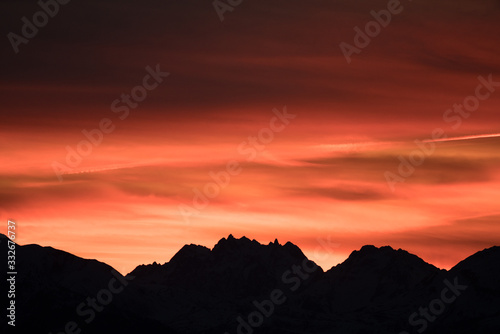 sunset in mountains