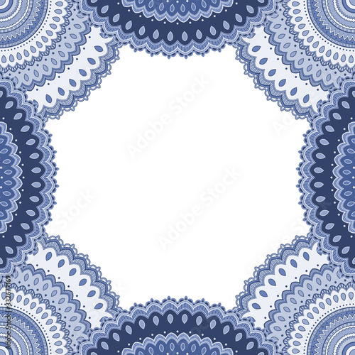 Abstract floral decorative frame for greeting card or invitation in ethnic style