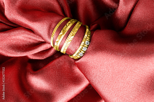 Rings on red satin