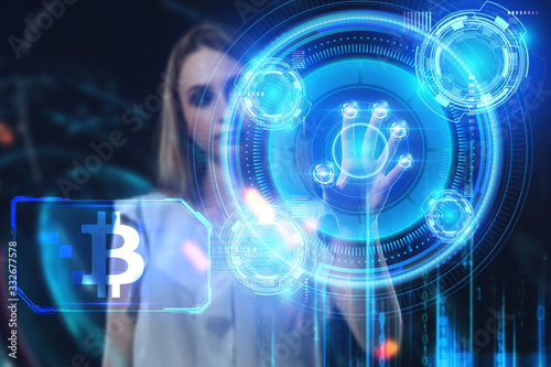 Wallpaper Mural Business, Technology, Internet and network concept. Young businessman working on a virtual screen of the future and sees the inscription: Torontodigital.ca