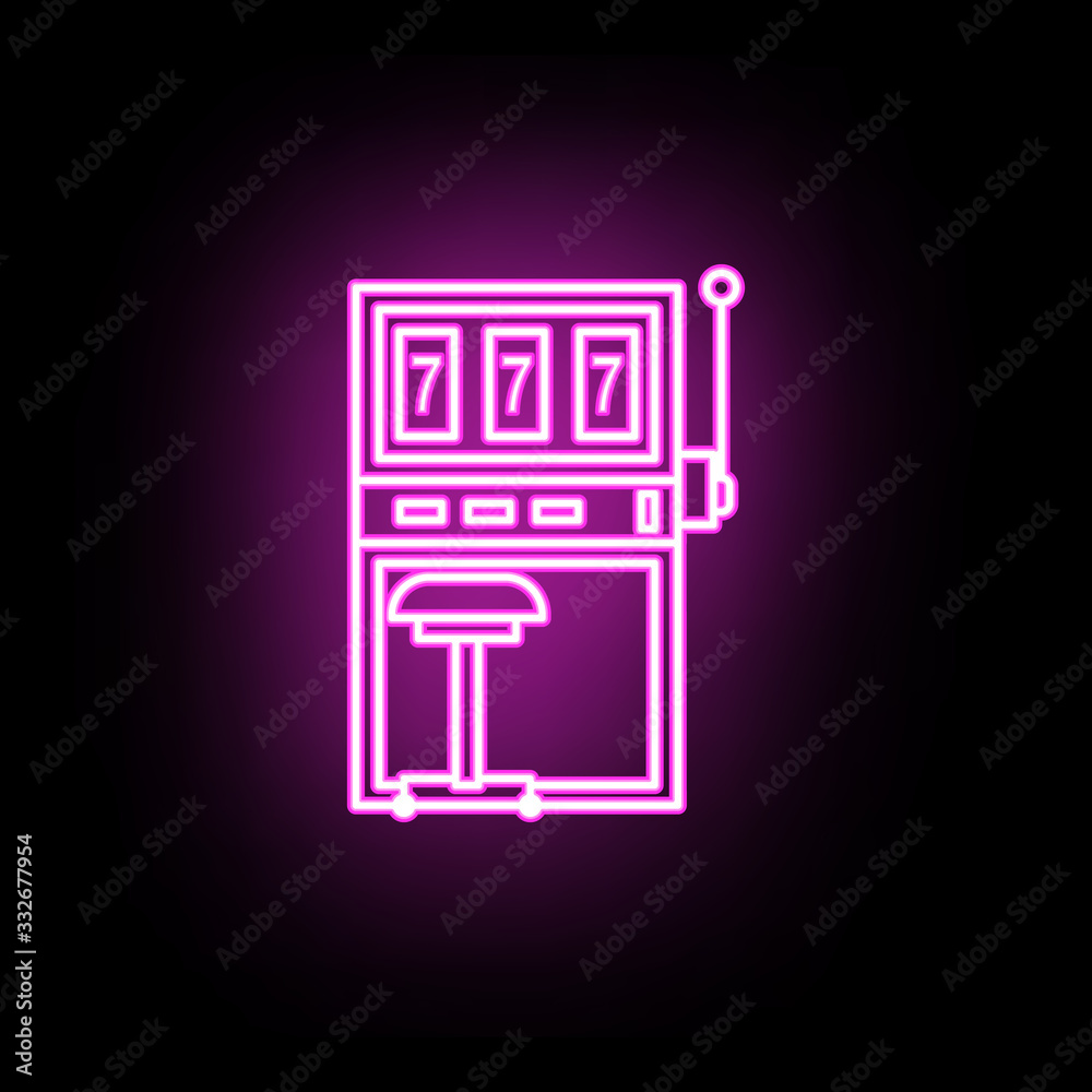 Playing machine in casino neon icon. Simple thin line, outline vector of casino icons for ui and ux, website or mobile application