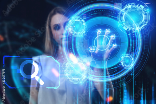 Wallpaper Mural Business, Technology, Internet and network concept. Young businessman working on a virtual screen of the future and sees the inscription: Torontodigital.ca