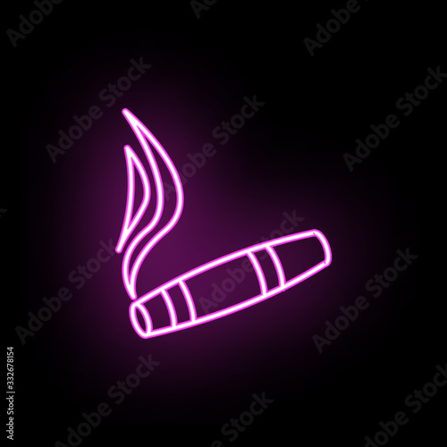 Smoldering cigar neon icon. Simple thin line, outline vector of casino icons for ui and ux, website or mobile application