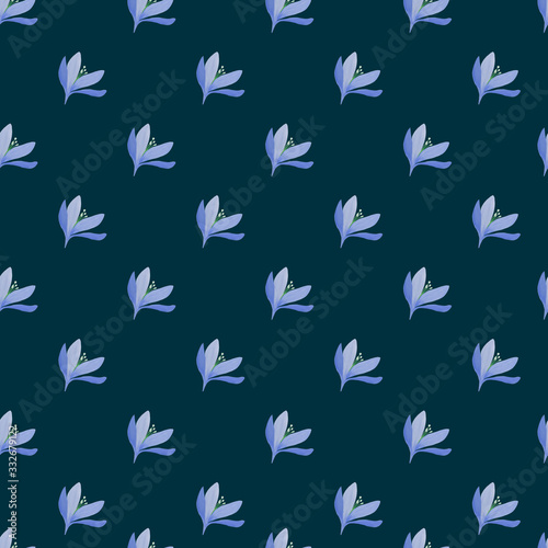 elegant seamless pattern with crocus floral print on blue background
