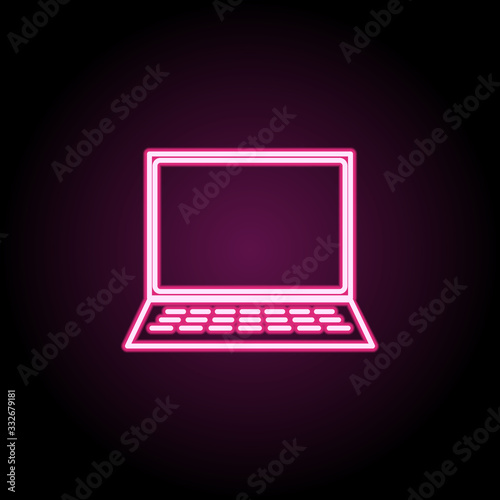 Laptop neon icon. Simple thin line, outline vector of computer parts icons for ui and ux, website or mobile application