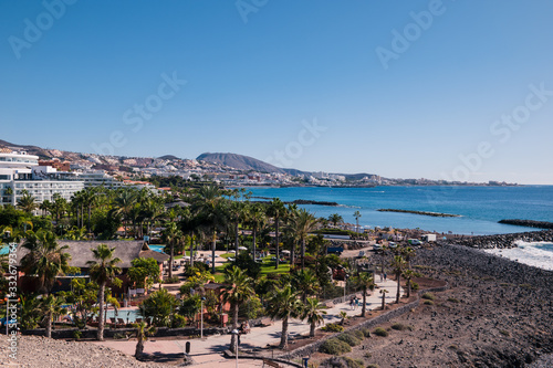 View of Costa Adeje and Playa de las Americas in Tenerife photo