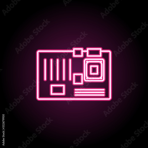 Pc motherboard neon icon. Simple thin line, outline vector of computer parts icons for ui and ux, website or mobile application