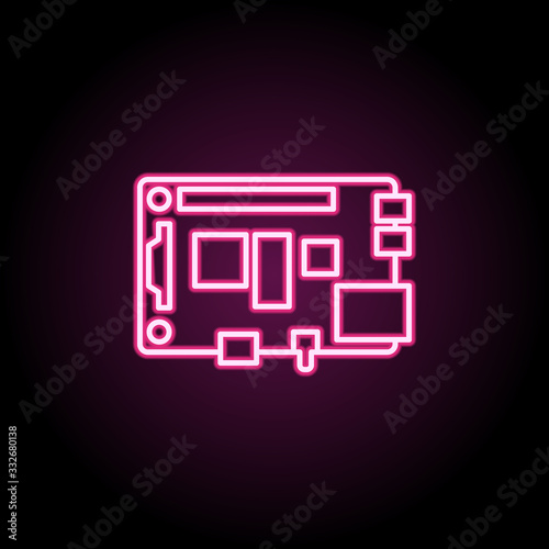 Pc chip neon icon. Simple thin line, outline vector of computer parts icons for ui and ux, website or mobile application