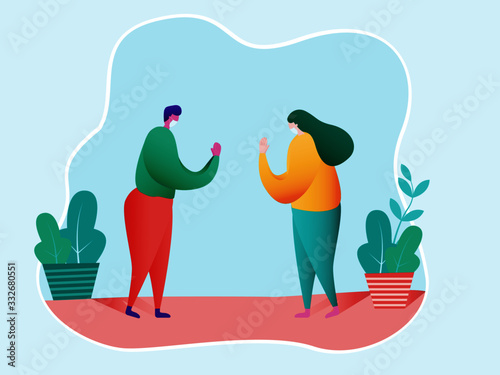 prevent the spread of corona virus covid-19. Social distance vector illustration,  you can take to reduce social interaction between people.