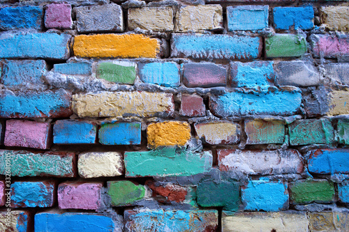 multi colored old brick wall