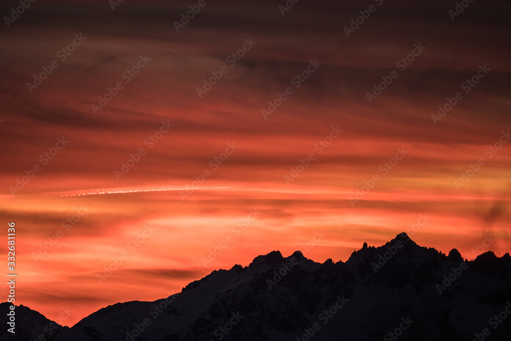 sunset in mountains