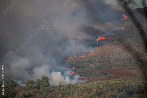 Feuer und Qualm bei einem Waldbrand in Portugal im Sommer 2017