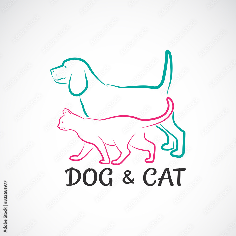 Vector of a dog and cat design on white background. Animal. Pet logo or ...
