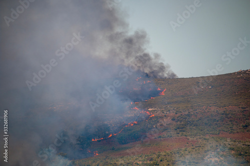 Feuer und Qualm bei einem Waldbrand in Portugal im Sommer 2017