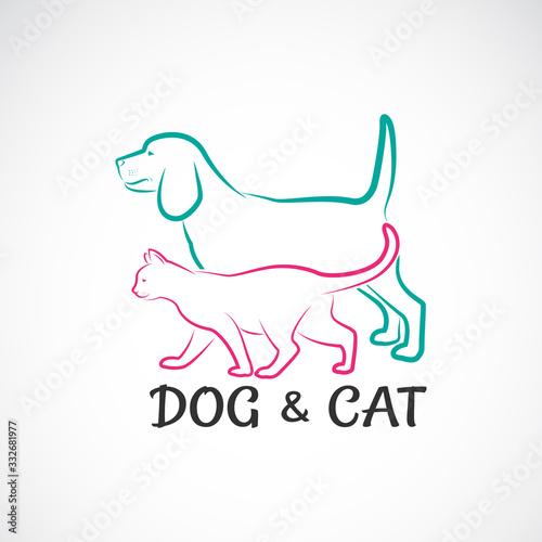 Vector of a dog and cat design on white background. Animal. Pet logo or icon. Easy editable layered vector illustration.