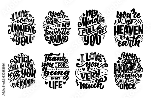Set with slogans about love...