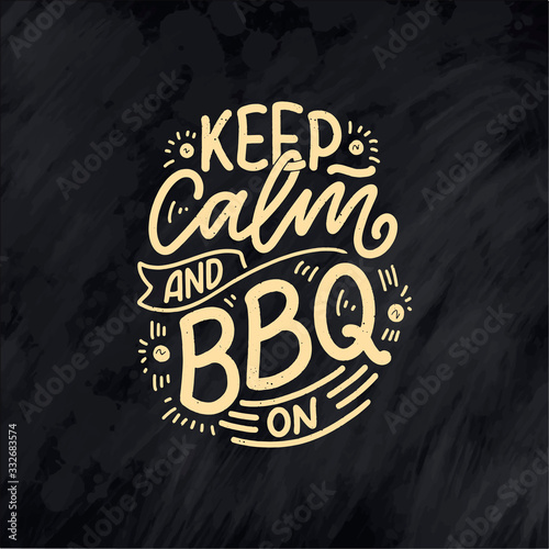 Bbq fun slogan, great design for any purposes. Lettering for family dinner design. Funny print, poster and banner with phrase about barbeque. Summer card. Vector
