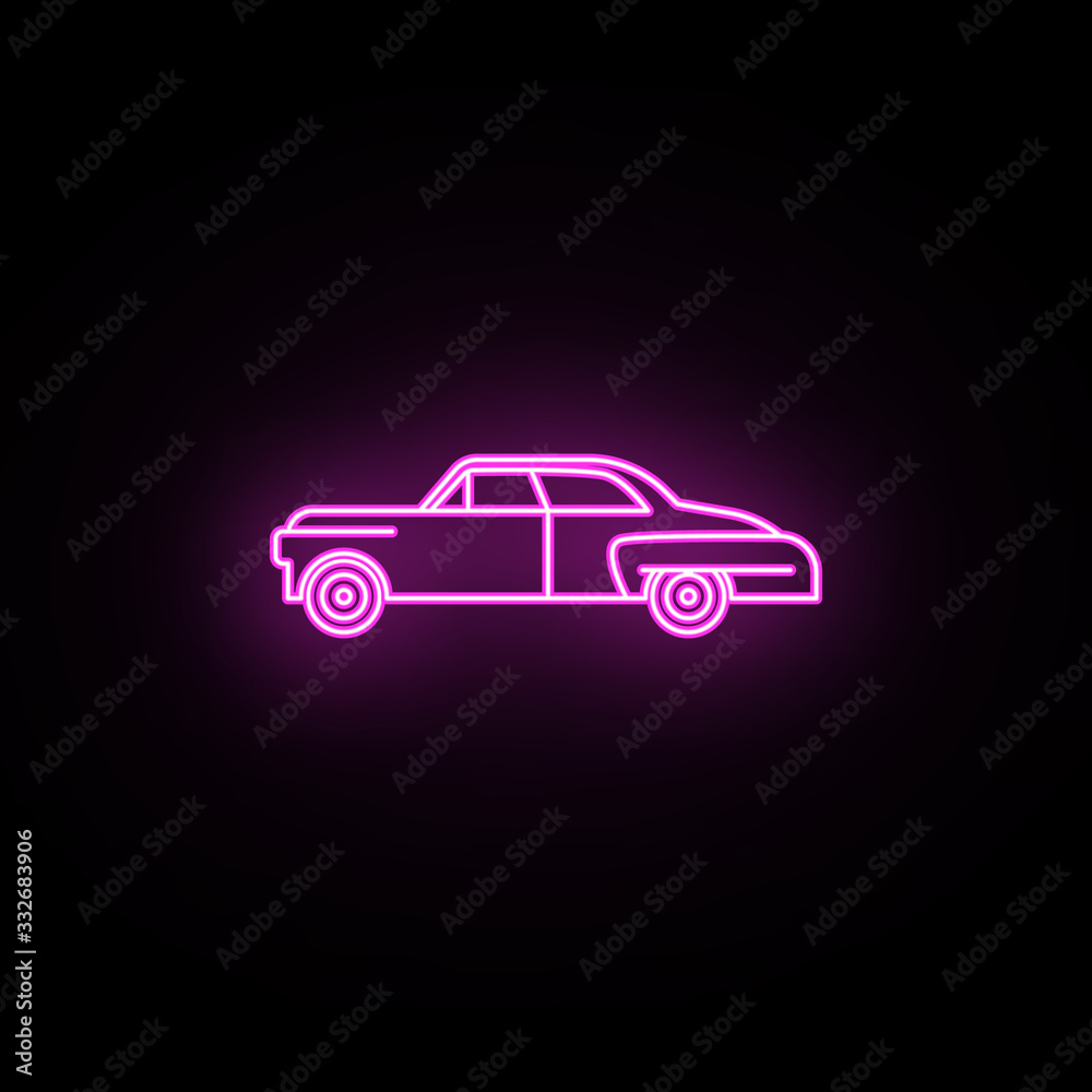 Car of the sixties neon icon. Simple thin line, outline vector of generation icons for ui and ux, website or mobile application