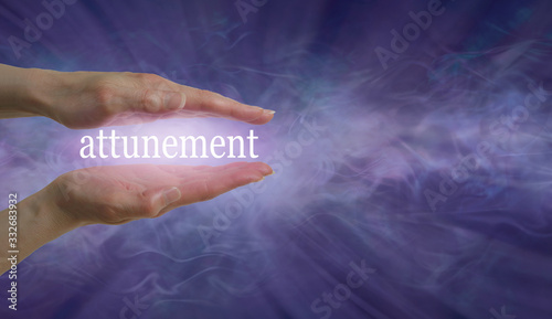 Cuadro en lienzo Reiki Healing Attunement Concept background  -  female parallel hands with the w