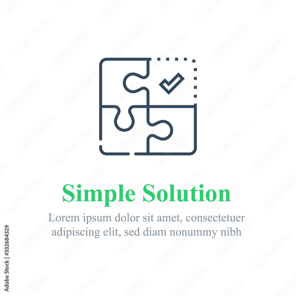 Simple solution concept, puzzle combination, jigsaw pieces Simple solution concept, puzzle combination, jigsaw pieces