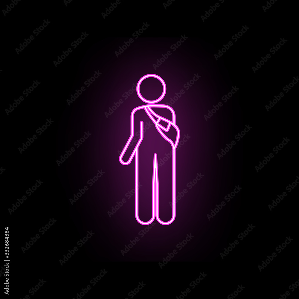 Fototapeta premium Man with bucket neon icon. Simple thin line, outline vector of male bag and luggage icons for ui and ux, website or mobile application