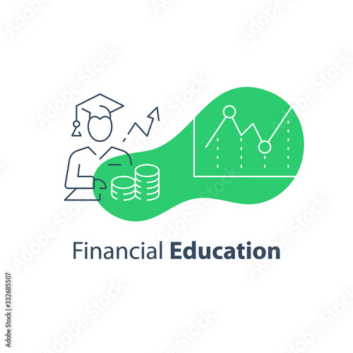 Financial education concept, stock market analysis and investment course