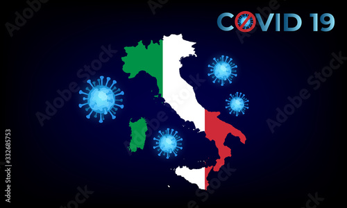 Coronavirus outbreak on a map of Italy Covid-19 Outbreak in Italy Outbreak and Coronavirus.