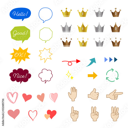 Hand drawn icon material set (color)