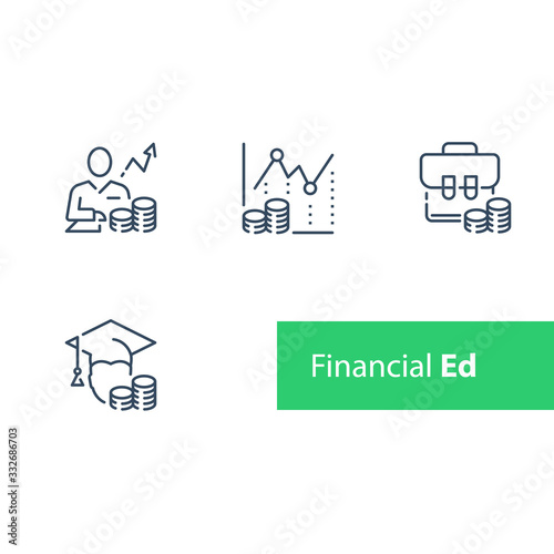Financial education, stock market analysis and investment course, portfolio strategy adviser