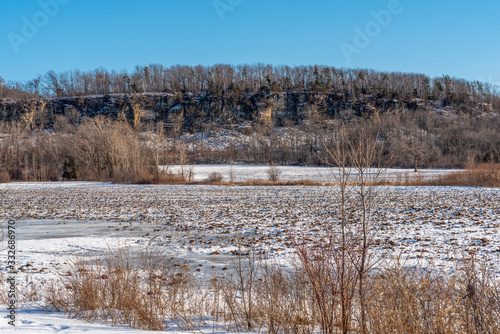 Ancient Bluffs of the 450 million year old Niagara Escarpment, as visible outside of De Pere, near Greenleaf, WI.