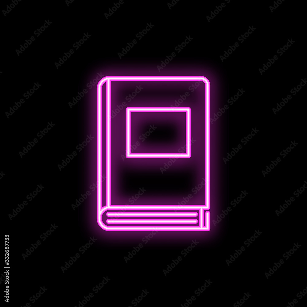 Book neon icon. Simple thin line, outline vector of school icons for ui and ux, website or mobile application Book neon icon. Simple thin line, outline vector of school icons for ui and ux, website or mobile application