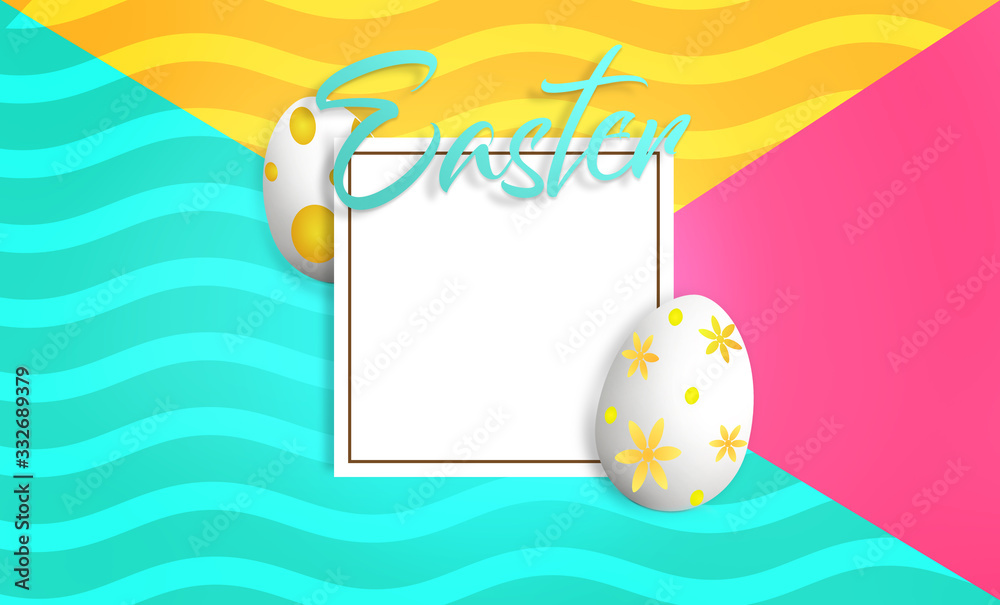 Happy Easter colorful background with eggs.