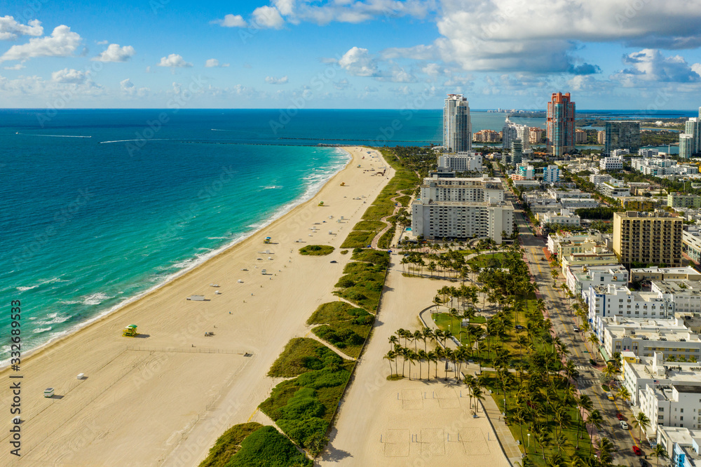 Beautiful empty Miami Beach closed to slow spread of Coronavirus