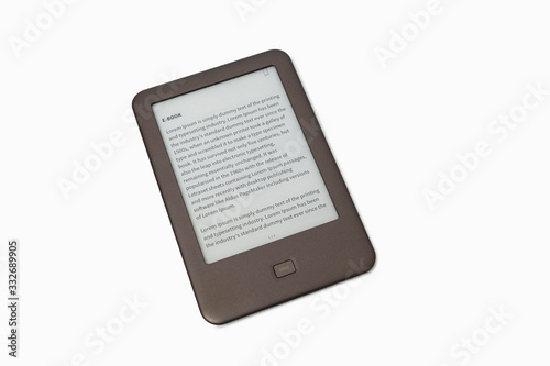 Obraz na płótnie E-book on tablet pc touchpad isolated on white