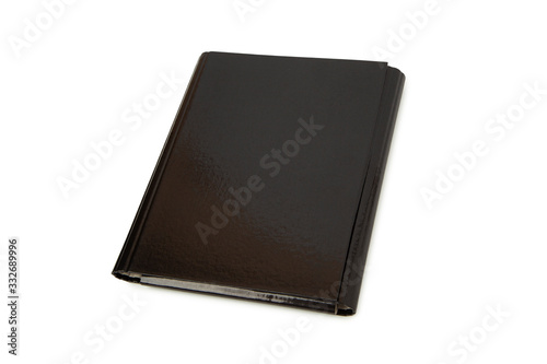 Black leather folder isolated on white background