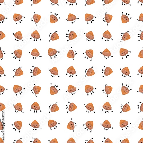 Seamless hazelnut on a light background. Vector illustration of Nuts characters..