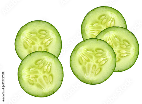 Fotografia sliced cucumber isolated on white background