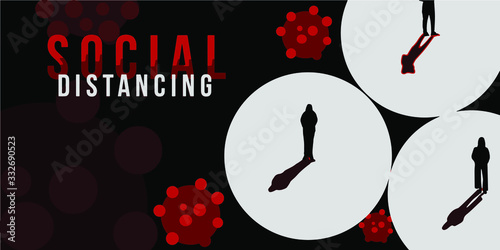 illustration of social distancing and physical distancing because of corona virus