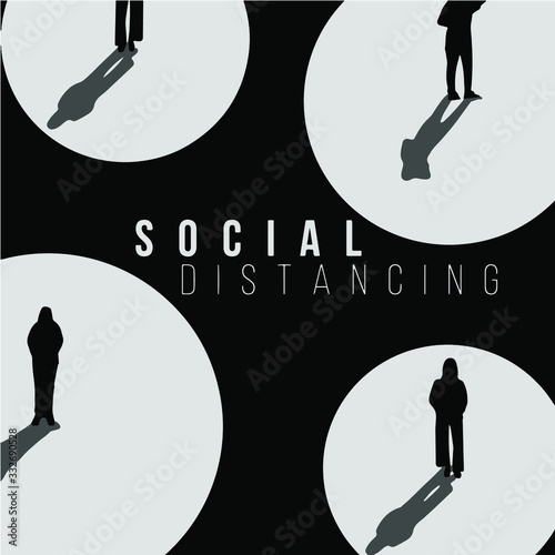 illustration of social distancing and physical distancing from corona virus