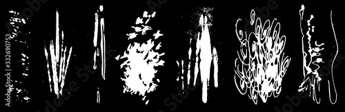 Splat, fleck graphic. Drop of liquid, fluid. Speck shape. Natural ink stain, mottle spot irregular shape. Horisontal format. Organic blob. Basic, simple design for poster, cover, banner, placard