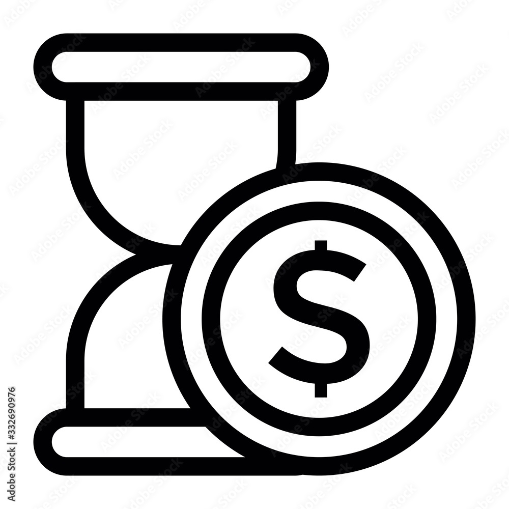 Sand clock or sandglass timer with dollar sign. Time is money illustration. Sand clock or sandglass timer with dollar sign. Time is money illustration.