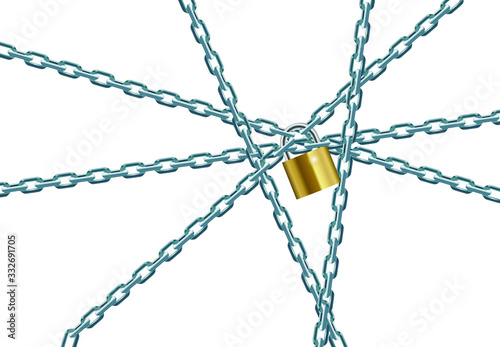 Chain locked with padlock isolated on white background illustration vector