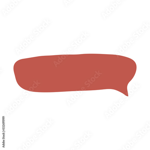 Hand drawn red speech bubble. Dialog balloon template chat, message.